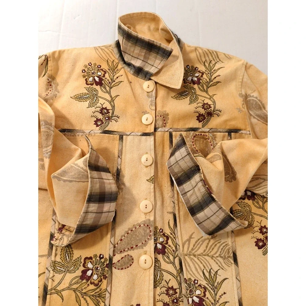 Vtg Flashback Jacket M Paisley Floral Plaid Embroidered Southwest Boho Festival